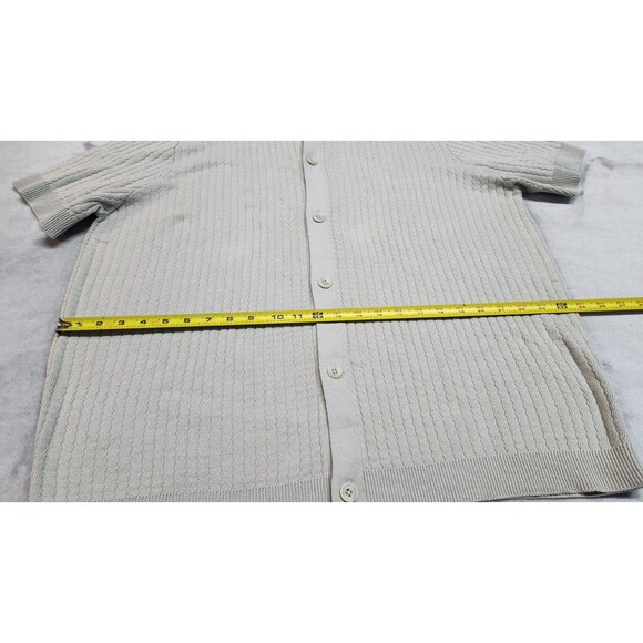 The Commons Men's Light Grey XL Ribbed Short Sleeve Button Down Shirt NWT - Picture 8 of 9